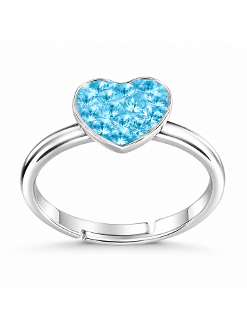 schmuck23 Ring 925 Silber Herz in Blau