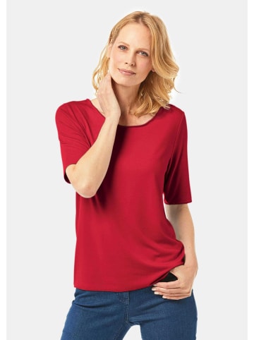 GOLDNER Kombistarkes Halbarmshirt mit tonaler Zierkante in rot