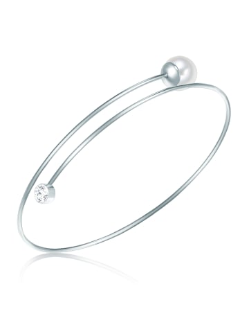 Lulu & Jane Perlen-Armband Messing Glaskristall Muschelkernperle in silber