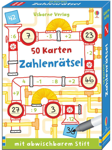 Usborne Zahlenrätsel | 50 Karten mit abwischbarem Stift