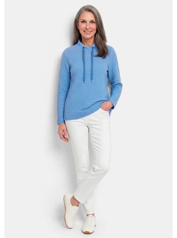 GOLDNER Langarm Viskose-Pullover, Stehbund in blau