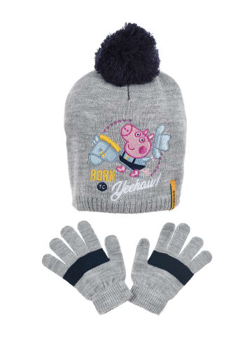 Peppa Pig 2tlg. Set: Mütze und Handschuhe Winter in Grau