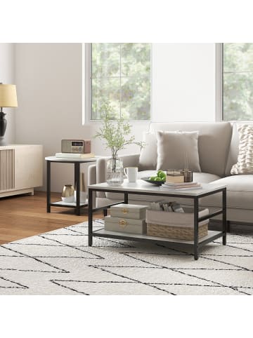 HOMCOM Beistelltisch-80L x 54B x 41H cm-Schwarz+Weiß