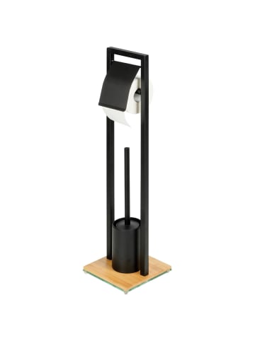 Wenko Toilettenpapierständer mit WC-Bürste in Schwarz, (B) 18 x (H) 72,5 x (L) 18 cm
