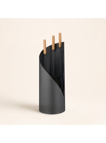 relaxdays 4-tlg. Kaminbesteck-Set in Grau/ Natur