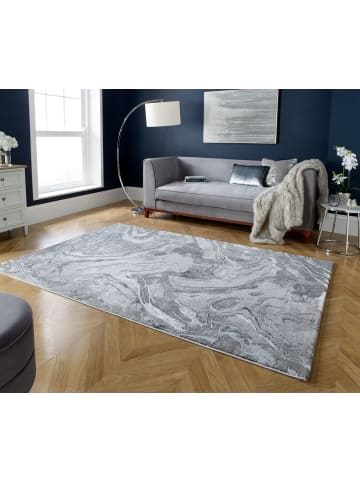 KADIMA DESIGN Kurzflor-Teppich Pflegeleicht OUSE Abstrakt Strapazierfähig in Silber