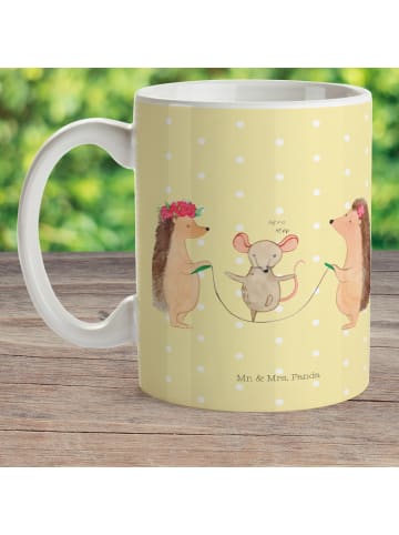 Mr. & Mrs. Panda Kaffeetasse Igel Seilhüpfen ohne Spruch in Gelb Pastell