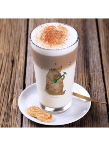 Mr. & Mrs. Panda Latte Macchiato Glas Bär Gitarre ohne Spruch in Transparent