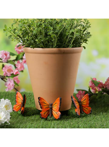 MARELIDA 3x Blumentopffüße Schmetterlinge Pflanzkübel Untersetzer in orange