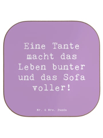 Mr. & Mrs. Panda Glasuntersetzer Spruch Bunte Tante mit Spruch in Lavendeltraum