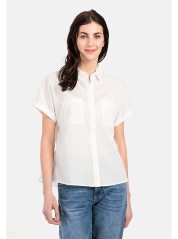 Camel Active Halbarm Bluse aus einem Baumwoll-Twill in Milch Weiß