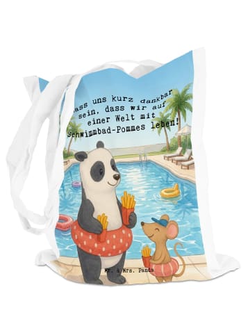 Mr. & Mrs. Panda Jutebeutel Panda Schwimmbad Pommes Design mit S... in Weiß