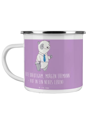 Mr. & Mrs. Panda Kaffeebecher Bräutigam Heute mit Spruch in Lavendeltraum