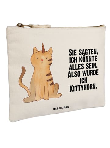 Mr. & Mrs. Panda Kulturbeutel Einhorn Katze mit Spruch in Weiß