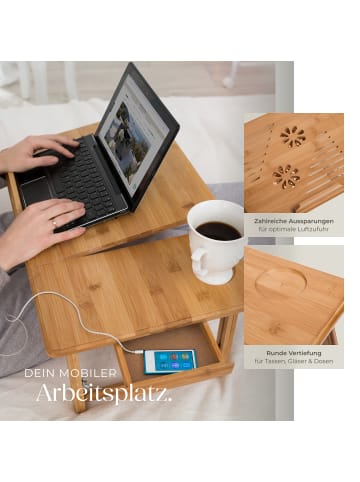 tectake Laptoptisch inklusive Schublade und Abstellfläche, 55 x 35 x 26 cm