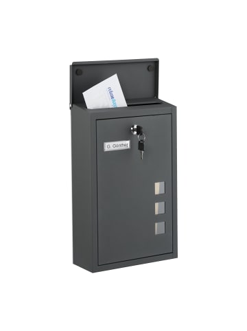 relaxdays Briefkasten in Anthrazit - (B)25 x (H)40 x (T)11,5 cm