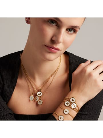Luxenter bracelet in white mother-of-pearl and 18k gold-plated - Alphabet