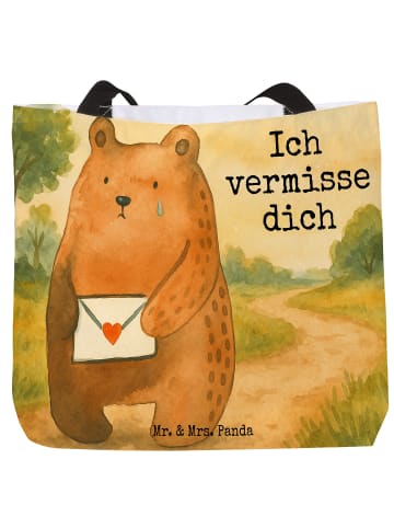Mr. & Mrs. Panda Shopper Bär Vermissen Design mit Spruch in Weiß