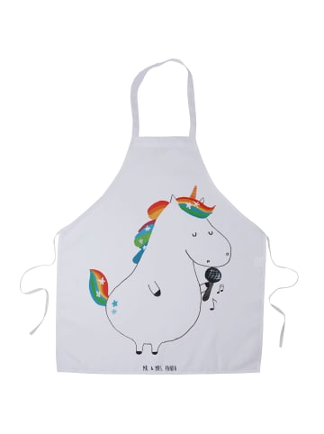 Mr. & Mrs. Panda Schürze Einhorn Sänger ohne Spruch in Weiß