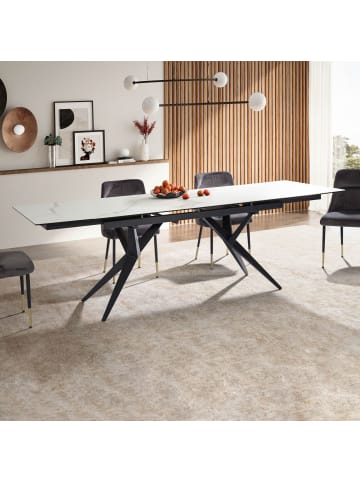KADIMA DESIGN Esszimmertisch 180 - 260 cm Ausziehbar Keramik Glas , in Weiß