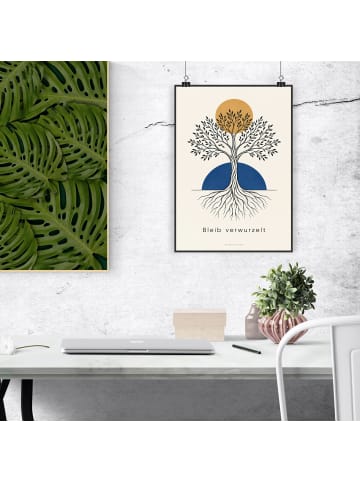 Poster Baum minimalistisch Design mit Spruch in Weiß