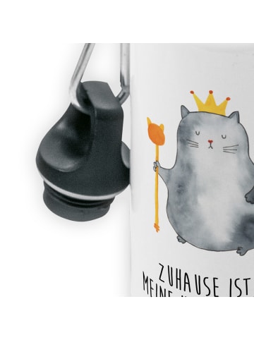 Mr. & Mrs. Panda Trinkflasche Katze König mit Spruch in Weiß