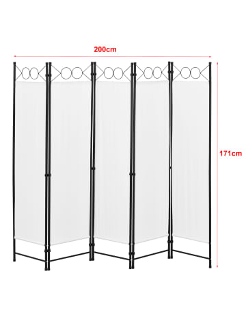 en.casa Raumteiler Saragossa 5-teilig in Weiß (H)171cm (B)200cm