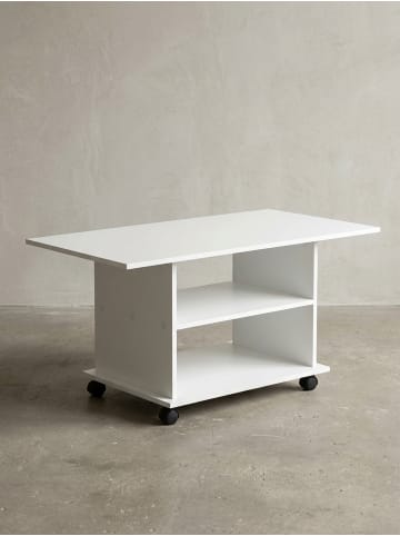 KADIMA DESIGN Design Couchtisch WL5.738 95 x 51 x 54,5 cm Drehbar mit Rollen, in Weiß