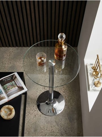 KADIMA DESIGN Stehtisch | Glas, 60x60x105cm, Rund, Silber, Chrom