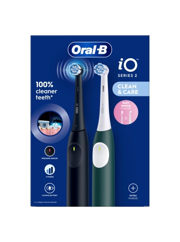 Oral-B Elektr. Zahnbürste "iO2 DUO + 12 Bürsten Ultimative Reinigung" in Schwarz/Grün