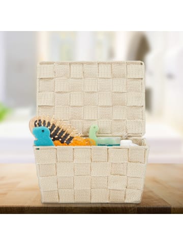 relaxdays 4 x Aufbewahrungskorb in Beige - (B)19,5x (H)10,5 x (T)14,5 cm