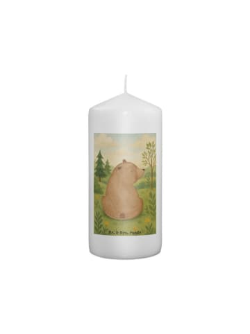 Mr. & Mrs. Panda Trauerkerze Bär Schulterblick Design ohne Spruch in Weiß