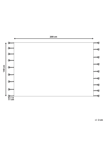 Beliani Kurzflor DUZCE in Bunt/Beige/Burgunderrot - (W) 140 x (H) 1.5 x (L) 200 cm