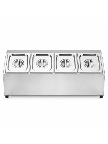 relaxdays Zutatenbehälter "4 Fächer" in Silber - (B)69 x (H)21,5 x (T)22,5 cm
