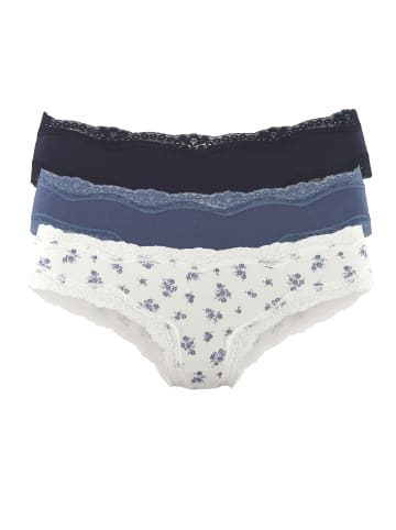 Vivance Brasilslip in creme bedruckt, blau uni, navy uni