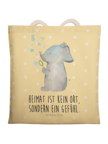 Mr. & Mrs. Panda Einkaufstasche Elefant Seifenblasen mit Spruch in Gelb Pastell