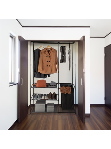 relaxdays Kleiderschrank in Schwarz - (B)115 x (H)180 x (T)50 cm