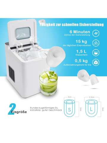 COSTWAY Eiswürfelmaschine 12kg/24H in Weiß