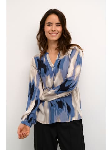 Kaffe Langarm-Bluse KAbeathe Regular fit in Blue Abstract Print