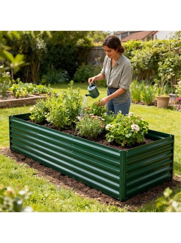 relaxdays Hochbeet in Grün - (B)200 x (H)60 x (T)100 cm