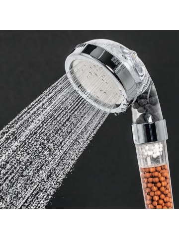 EASYmaxx Duschkopf Spa 3in1 8cm transparent/chrom mit Mineralkugeln Silber