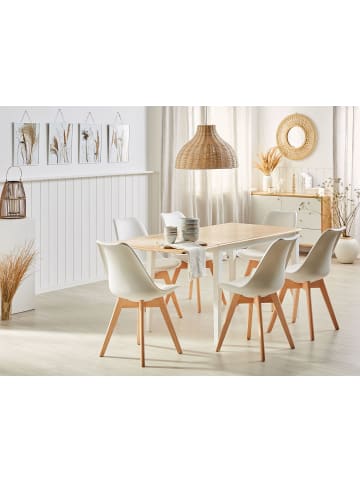 Beliani Klappbarer Tisch LOUISIANA in Weiß/Braun - (W) 75 x (H) 74 x (L) 120 cm