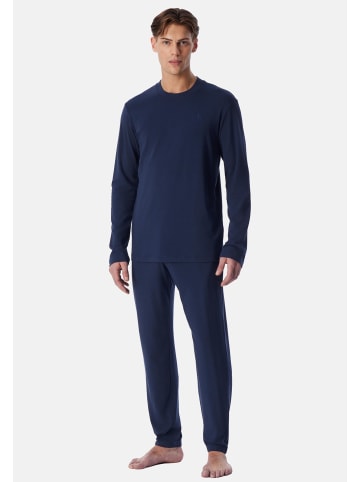 Schiesser Schlafanzug Selected Premium Warming in Deep blue