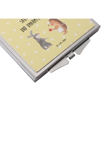 Mr. & Mrs. Panda Kosmetikspiegel klappbar Hase Igel mit Spruch in Gelb Pastell