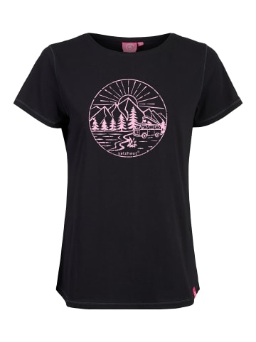 Salzhaut Rundhals T-Shirt für Damen in schwarz