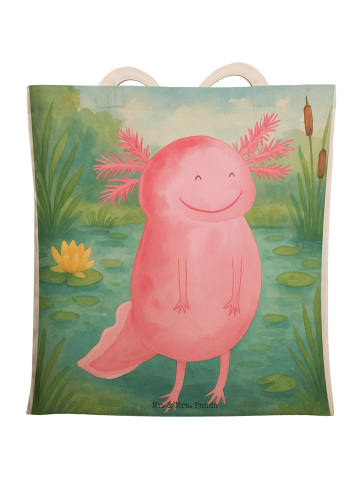 Mr. & Mrs. Panda Tote Bag Axolotl Glücklich Design ohne Spruch in Weiß