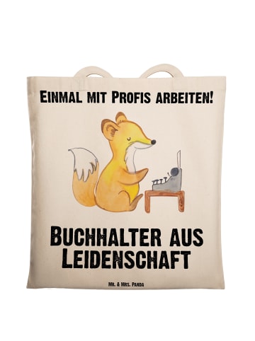 Mr. & Mrs. Panda Tragetasche Buchhalter Leidenschaft mit Spruch in Creme