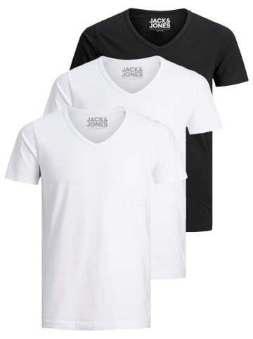 Jack & Jones 3er-Set  T-Shirt in White/white/black