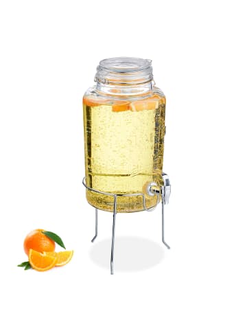 relaxdays Getränkespender in Transparent - 5 L