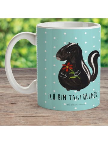 Mr. & Mrs. Panda Kindertasse Stinktier Blume mit Spruch in Türkis Pastell